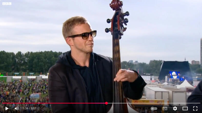 Upright bass with Labrinth at R1 Big Weekend